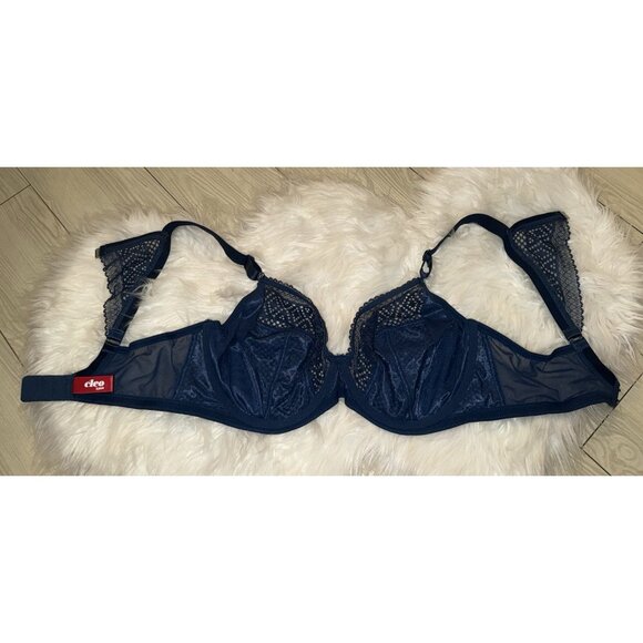 Cleo Panache Atlanta 10006 Plunge Bra Lace Unpadded Underwire Womens 38E Blue - Picture 5 of 6